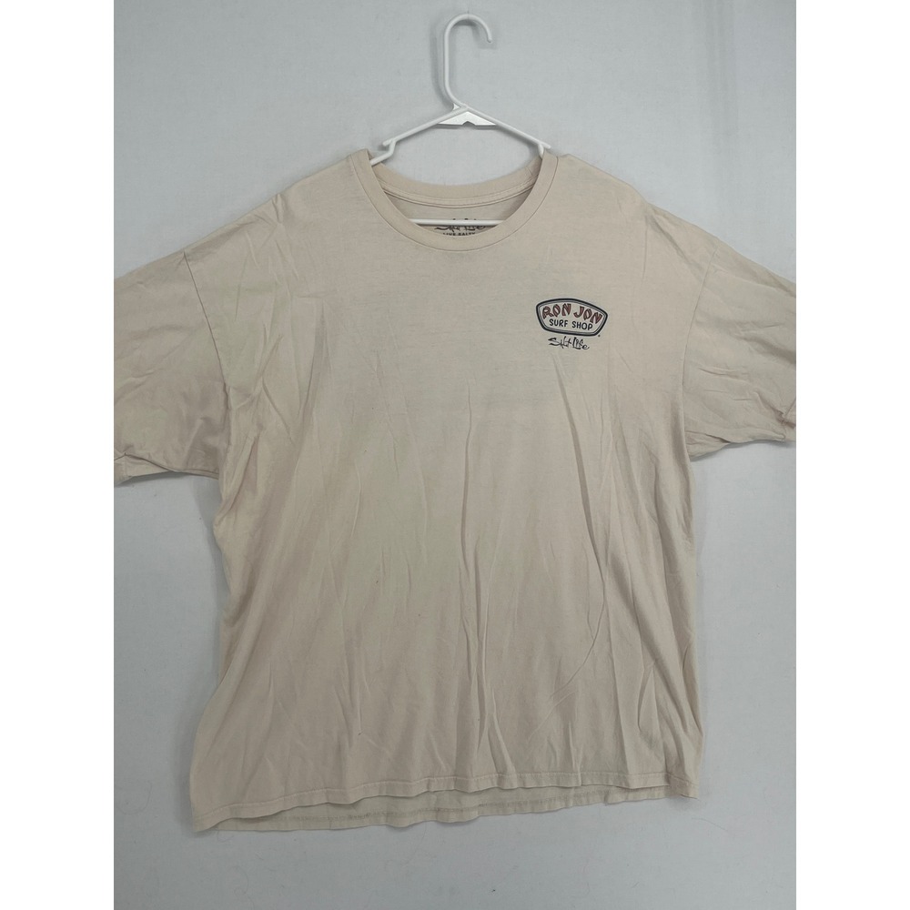 Salt Life Ron Jon Surf Shop Graphic T-Shirt Mens 2XL Tan Cotton Short Sleeve